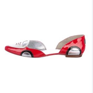 Kate Spade Vibrant Red and Metallic Silver Loafers